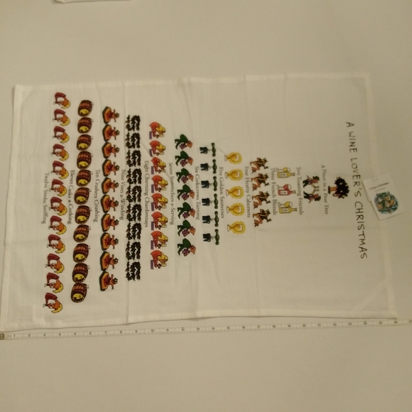 Lot of 2 A Wine Lover's 12 Days of Christmas Dish TOWEL 18" x 26" by David Price - Picture 4 of 13